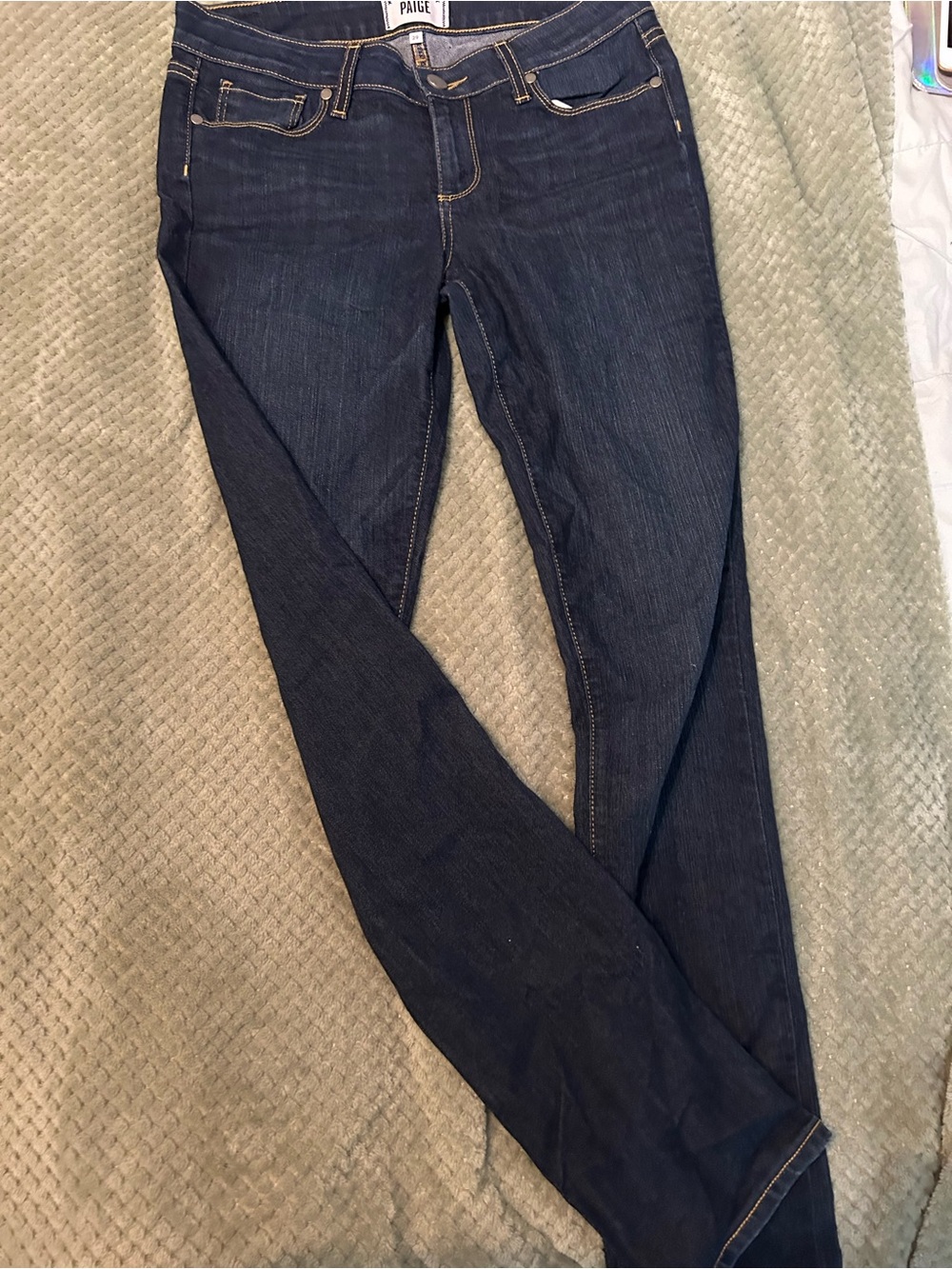 PAIGE Indigo Skinny Jeans with Contrast Stitching